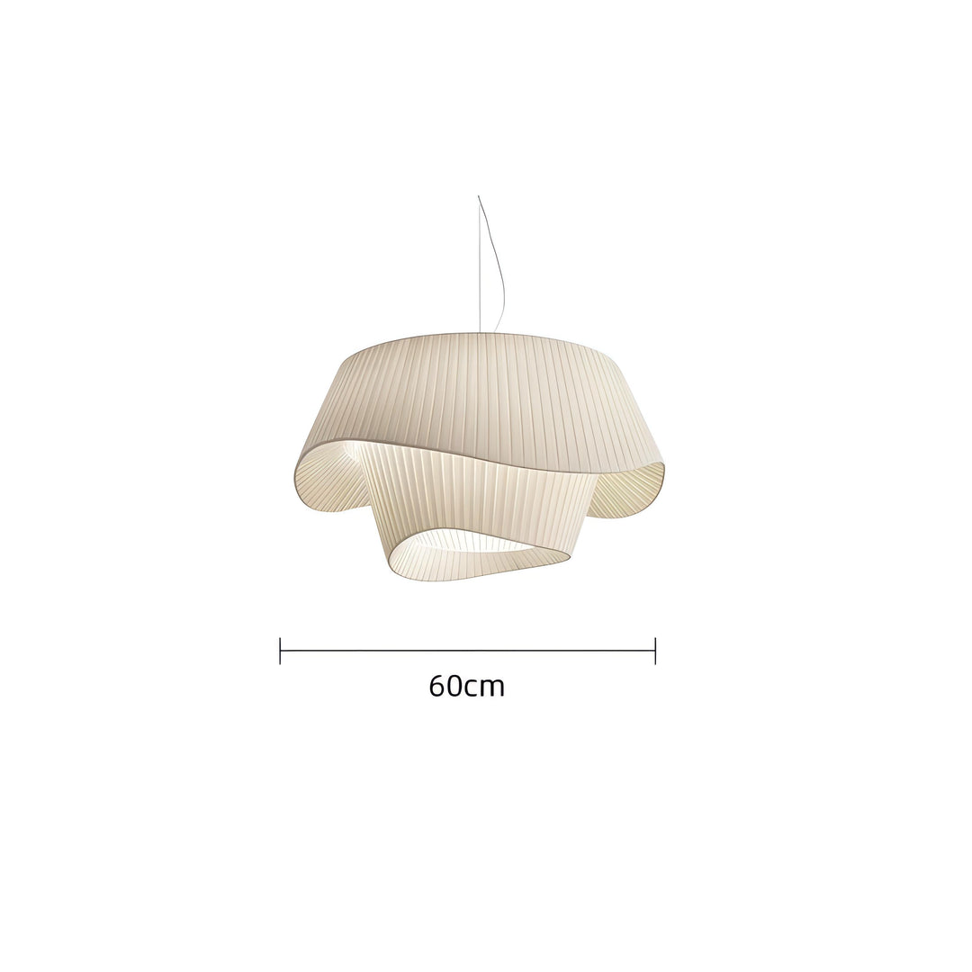 Ilka - Fabric White Wave Double Shade Round Ceiling Light