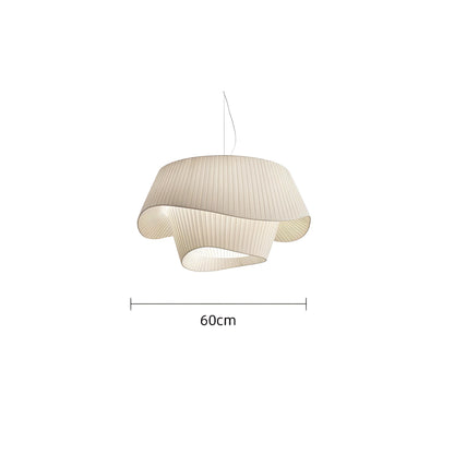 Ilka - Fabric White Wave Double Shade Round Ceiling Light