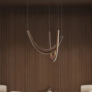 Amoura - Solid Wood Hanging Curved Ceiling Light