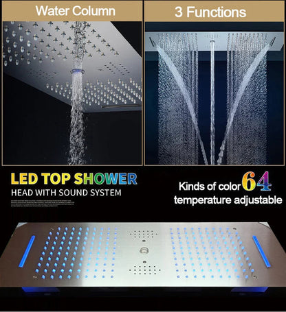 Kaur - Modern LED Stainless Steel Ceiling Mounted Shower Panel with Phone Control