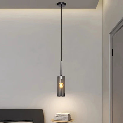 Neal - Modern Pendant Glass Hanging Pipe Round Row Ceiling Light