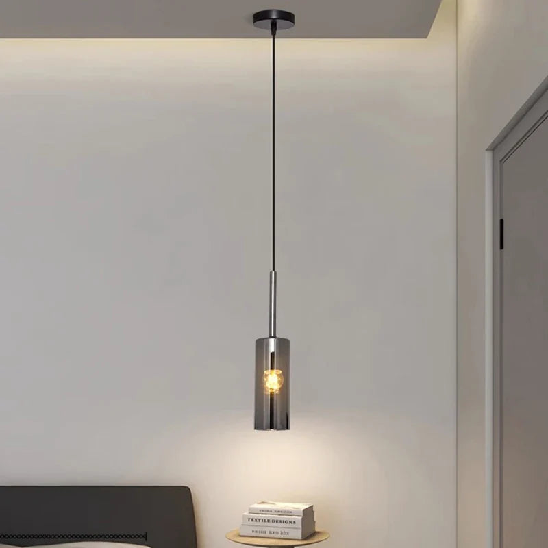 Neal - Modern Pendant Glass Hanging Pipe Round Row Ceiling Light