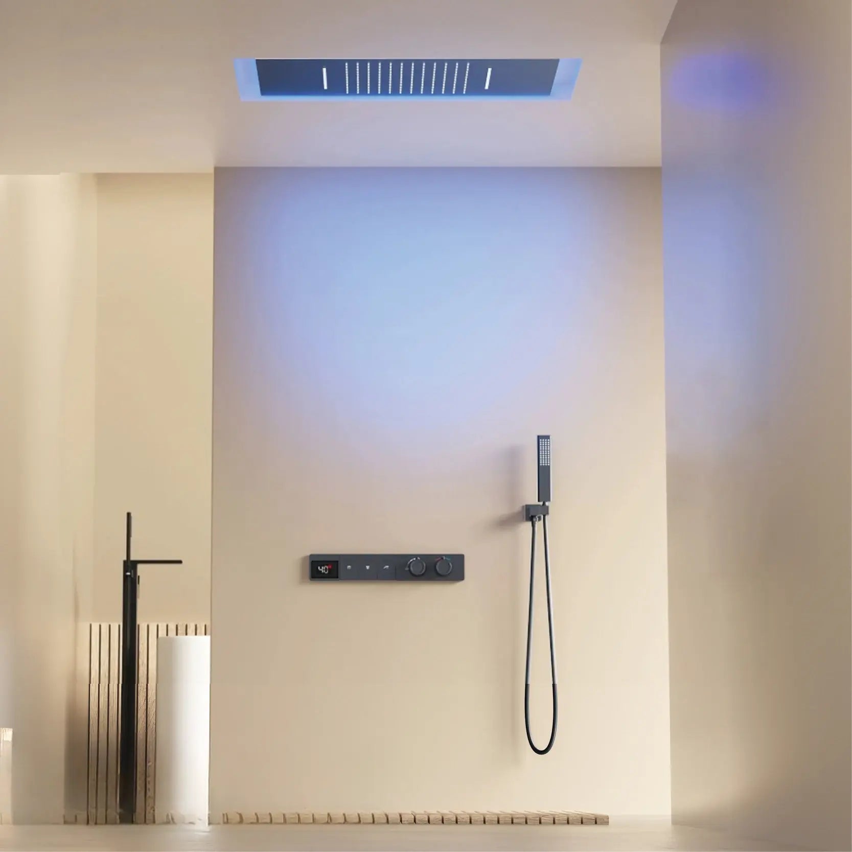 Leyva - Brass Ceiling Mounted Shower System with Dual Hot & Cold Controls
