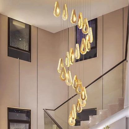 Whitney - Gold Crystal Teardrop Ceiling Chandelier