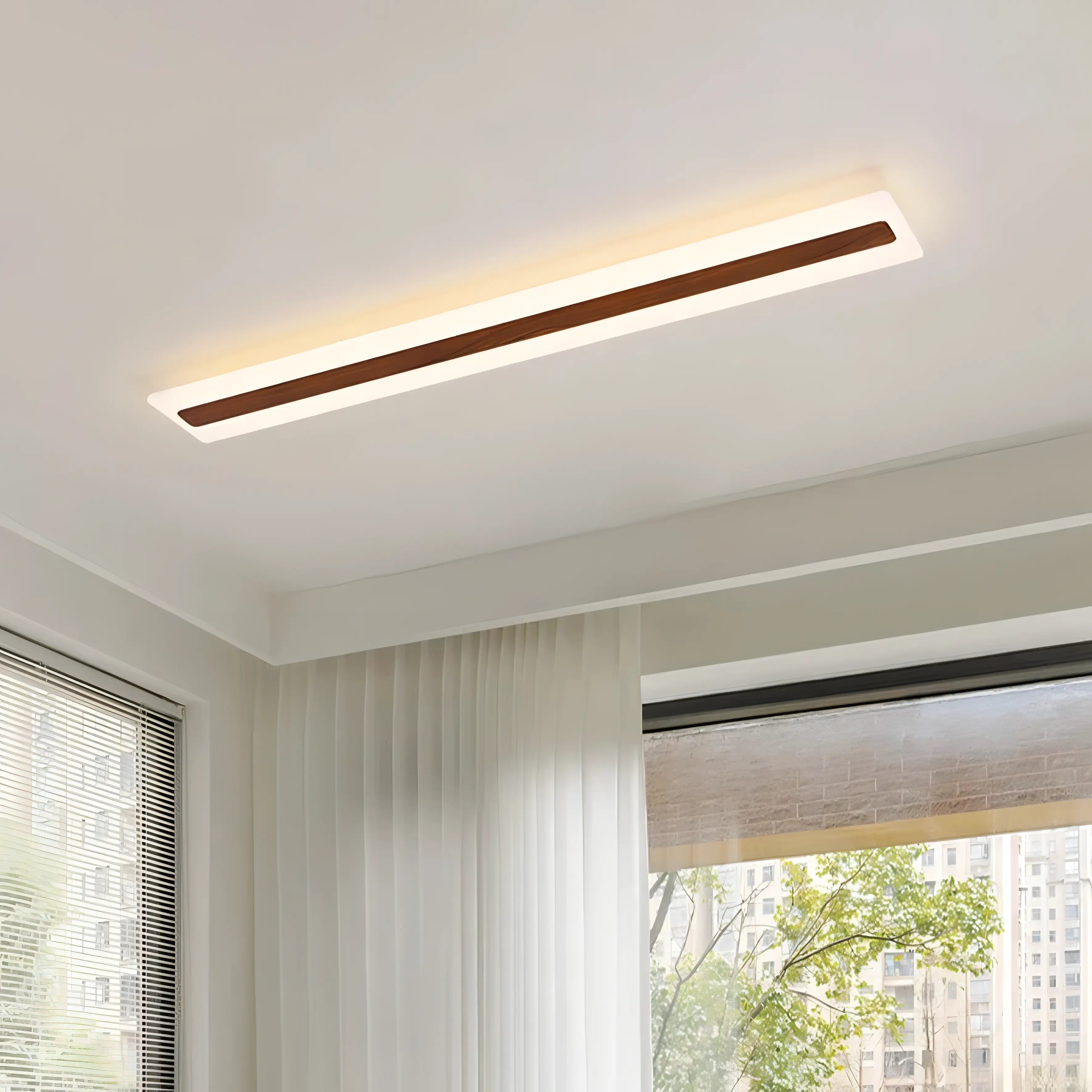 Paola - Wooden LED Modern Rectangular Ceiling Light Bar