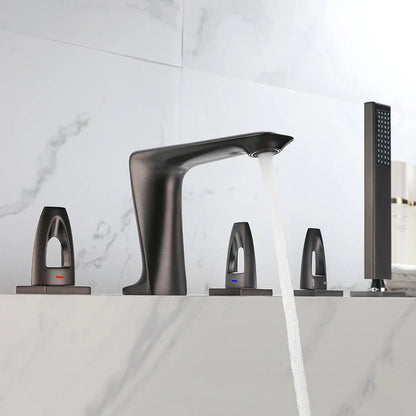 Aiken - Modern 5 Piece Bathtub Tap Set with Pull Out Shower Spray