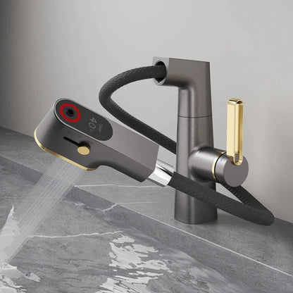 Reese - Pull Out Basin Mixer LED Temperature Tap 360° Rotatable