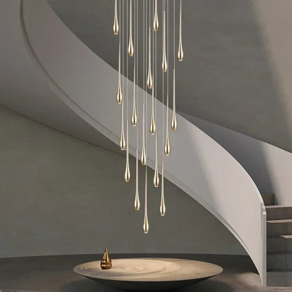 Stefano - Modern Teardrop Gold Ceiling Chandelier