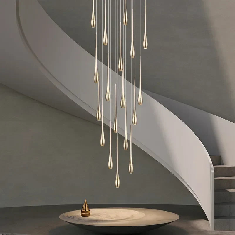 Stefano - Modern Teardrop Gold Ceiling Chandelier