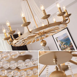 Brandt - American Country Candle Glass Bead Hanging Ceiling Light Chandelier