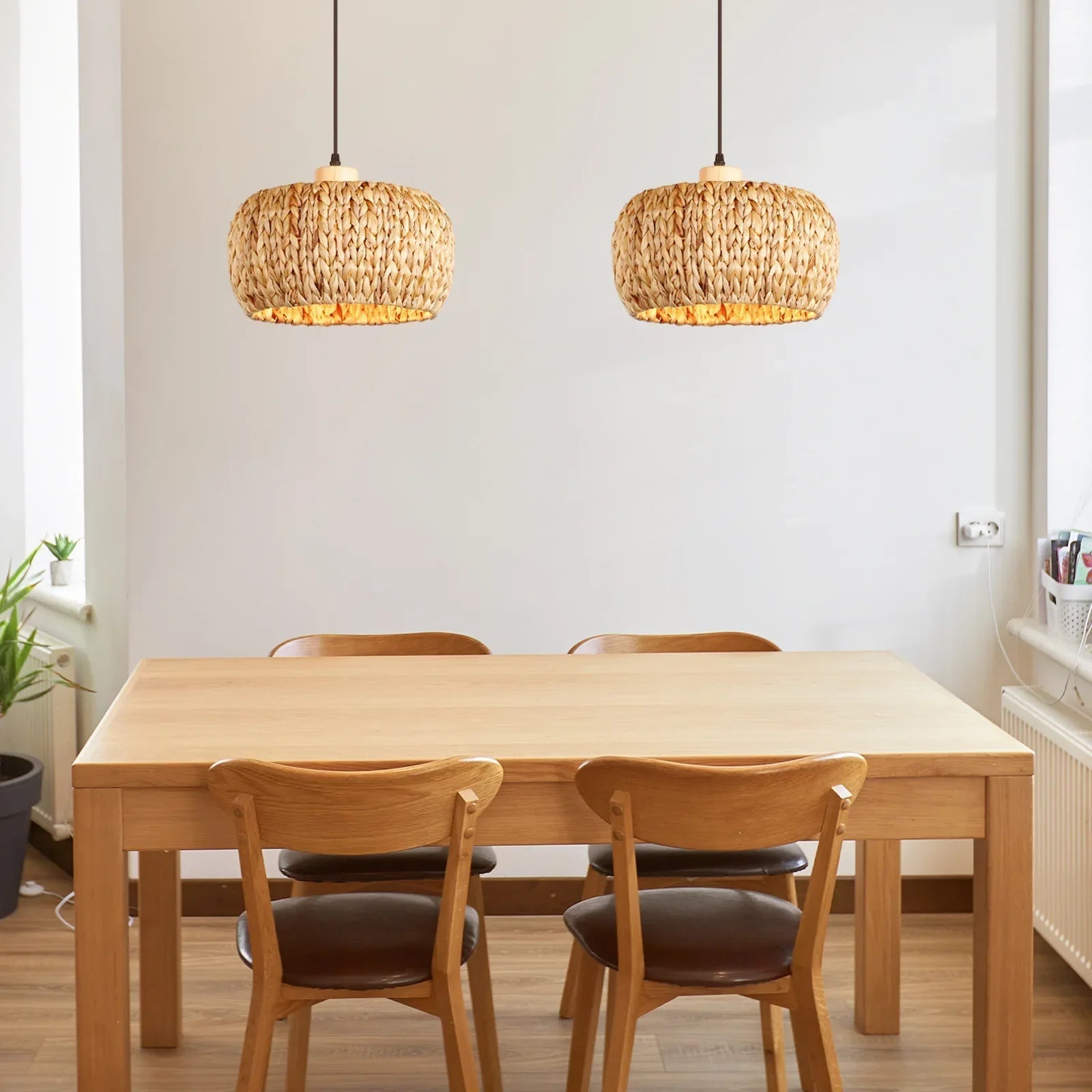 Rolando - Natural Bamboo Rattan Woven LED Hanging Pendant Ceiling Light
