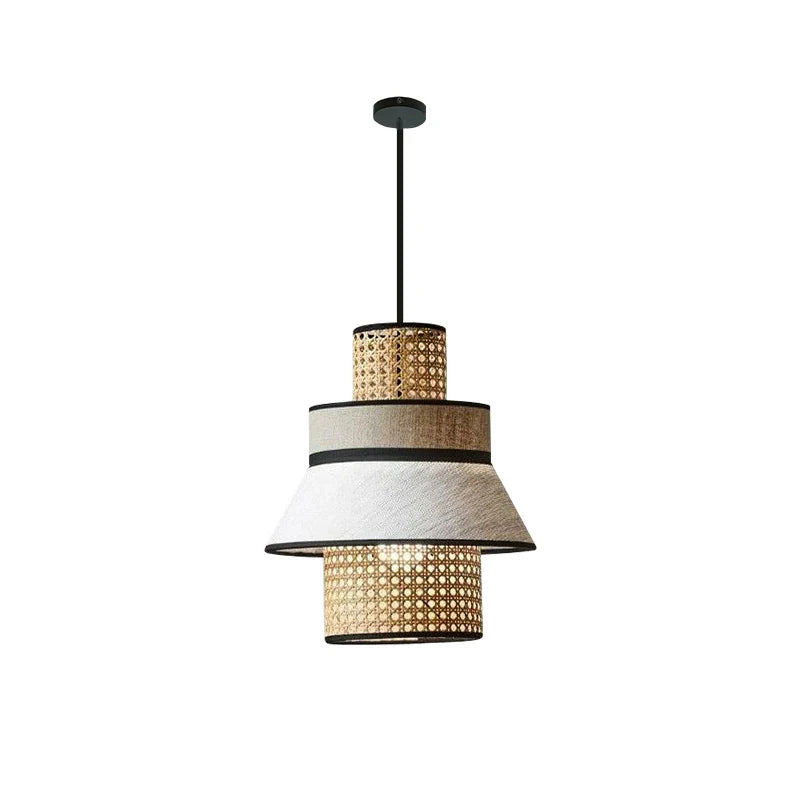 Veronica - Vintage Cloth Rattan Pendant Ceiling Light