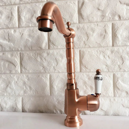 Anastasia - Vintage Style High Arc Red Copper Basin Mixer