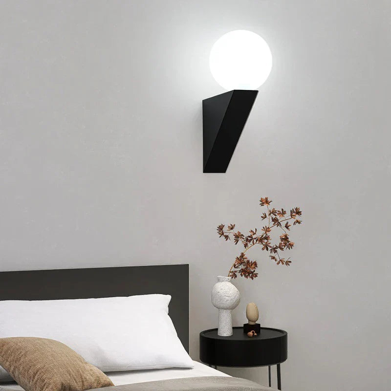 Noemi - Modern Minimalistic Triangular Base Circular Ball Wall Light