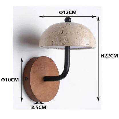 Marli - Vintage Retro Mushroom Shape Natural Stone Wall Light