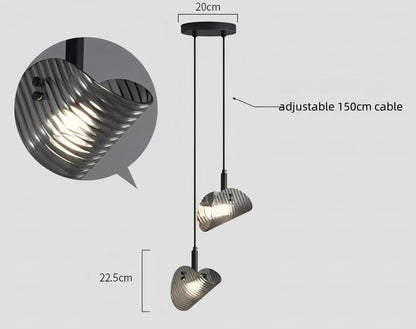 Sofie - Modern Grey Patterned Glass Ceiling Chandelier