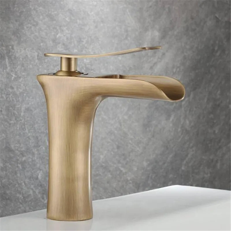 Nautica - Antique Brass Waterfall Hot/Cold Mixer Basin Tap