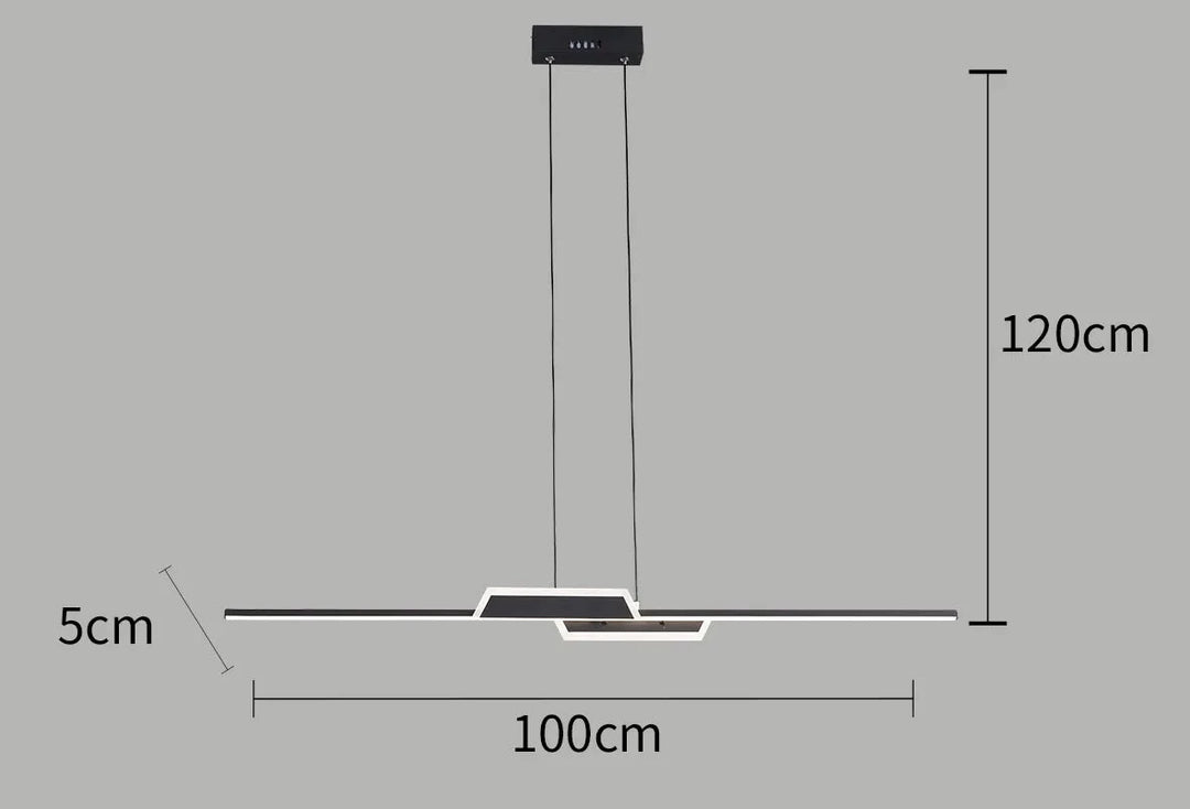 Thanasia - Modern Long Bar Hanging LED Chandelier Black