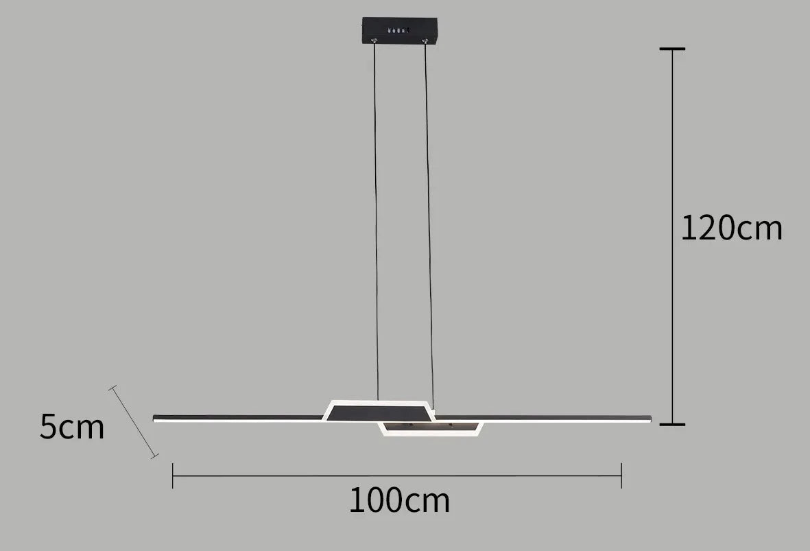 Modern Hanging Long Bar LED Chandelier Black properties