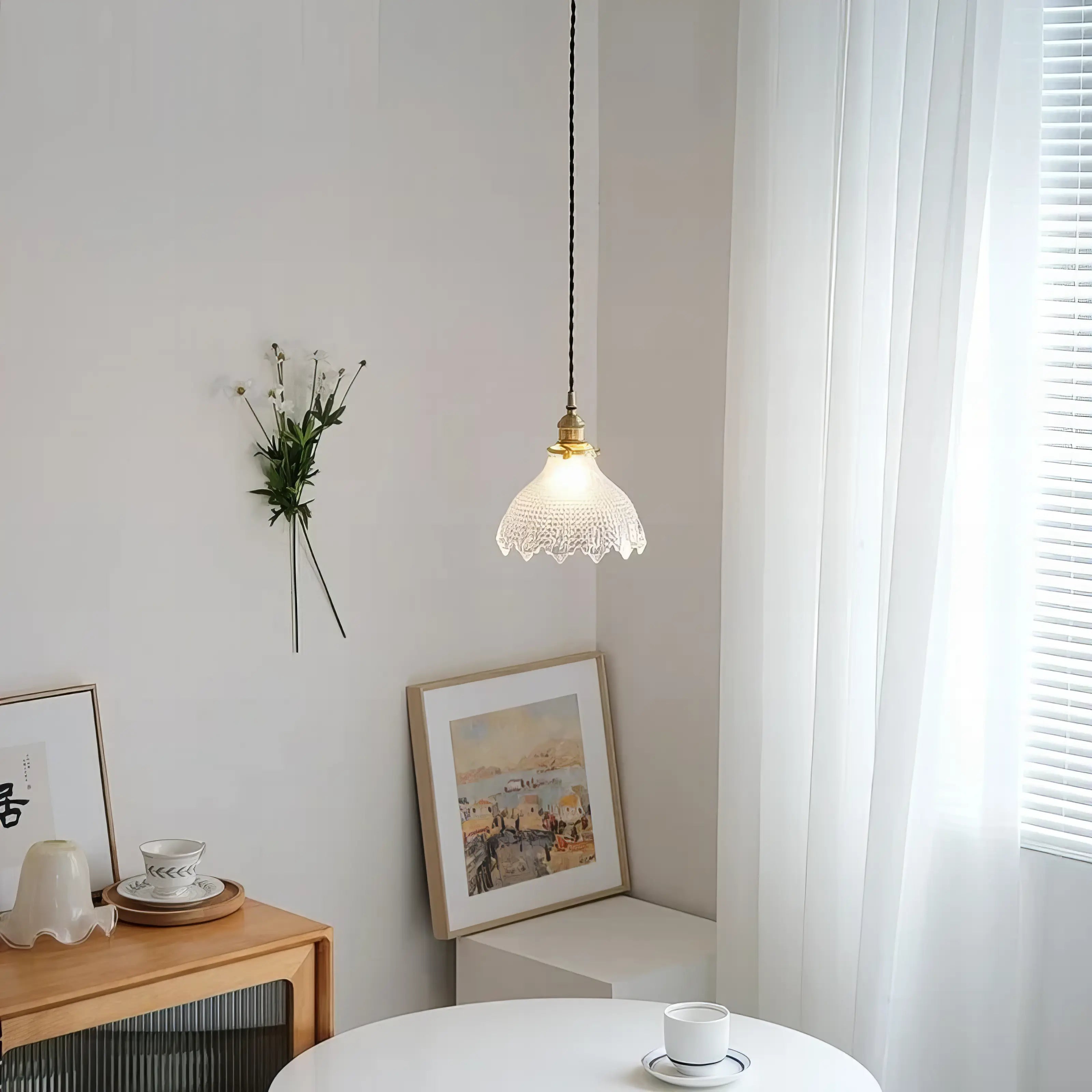 Ella - Vintage Patterned Glass Pendant Ceiling Light