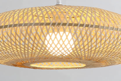 Clemencia - Handmade Rattan Woven Bamboo Oval Hanging Pendant Ceiling Light
