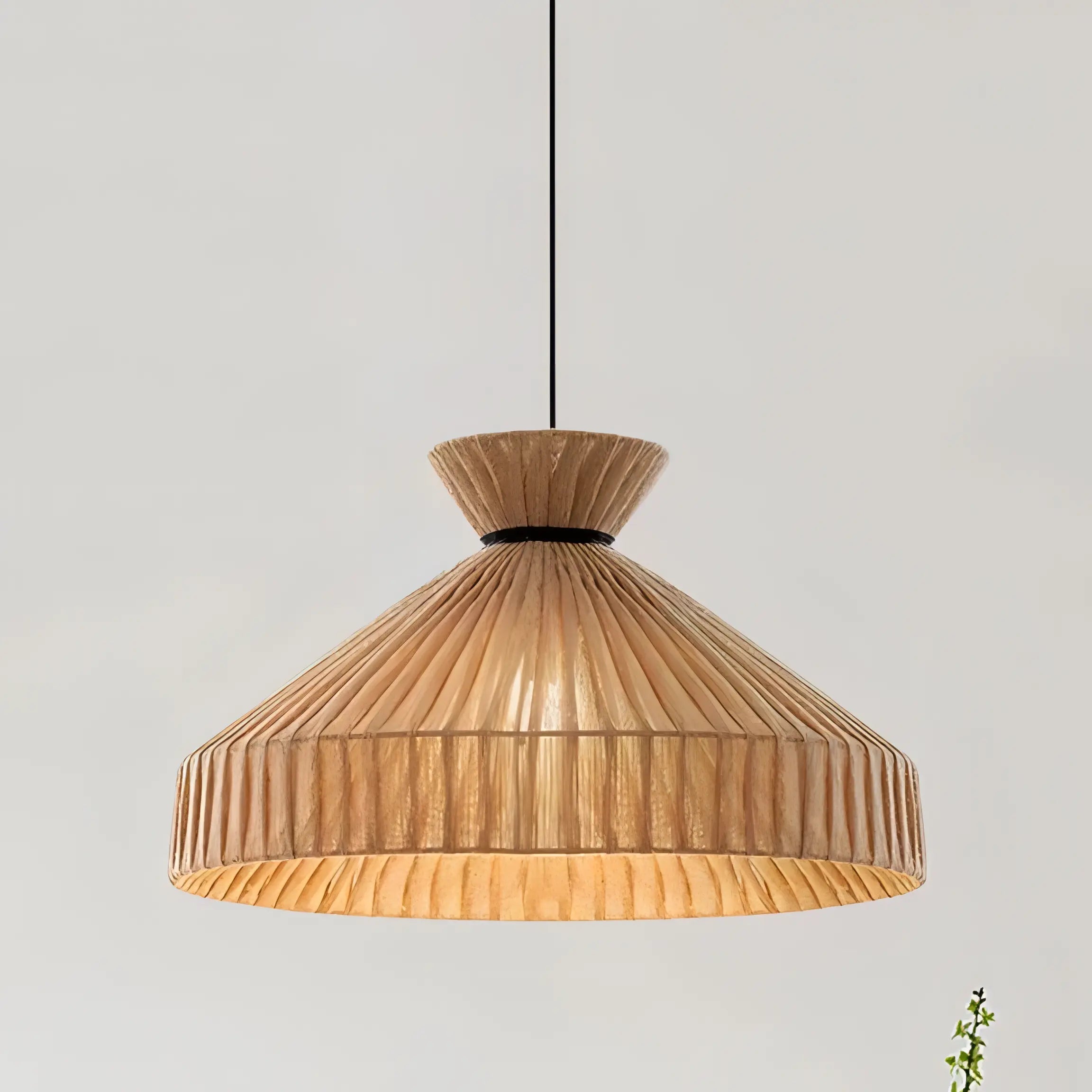 Espinoza - Woven Rattan Round Fabric Shade Ceiling Light