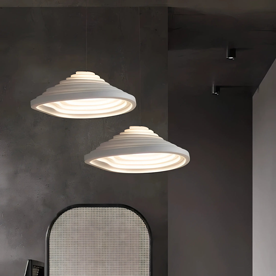 Alex - Modern Tiered White Dome Hanging Ceiling Light