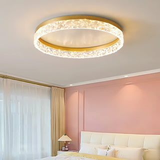 Ayesha - Modern Round Flush Mount Crystal Glass Dimmable Ceiling Light