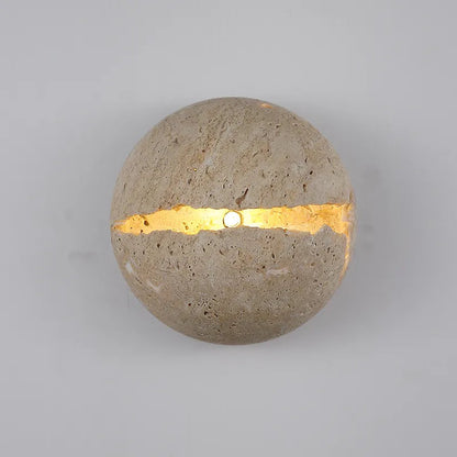 Burge - Retro  Natural Stone Round Wall Light