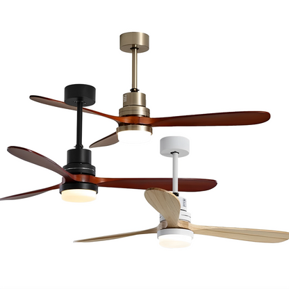 Brett - Modern Ceiling Fan with Dark Wood Blades and LED Light