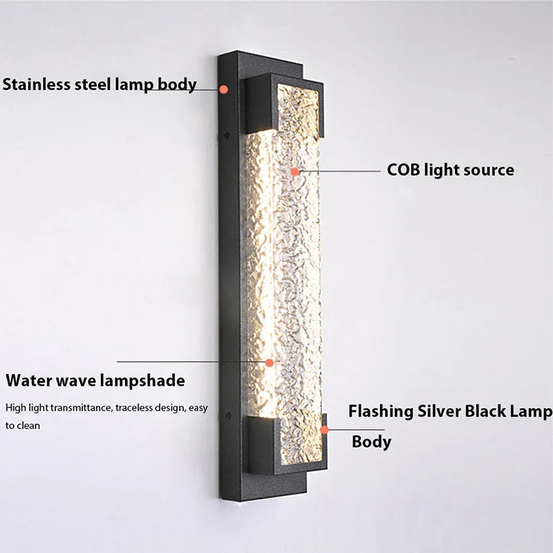 Waldron - Modern Stainless Steel LED Patterned Glass Wall Light