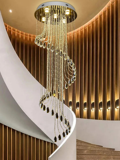 Minnie - Crystal LED Spiral Round Silver Ceiling Chandelier