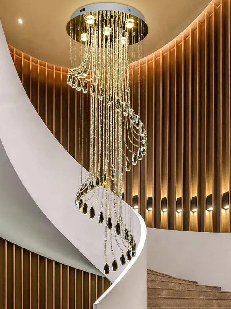 Minnie - Crystal LED Spiral Round Silver Ceiling Chandelier