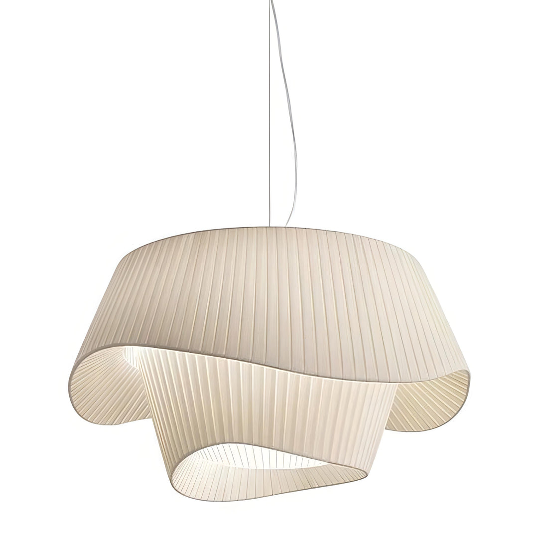 Ilka - Fabric White Wave Double Shade Round Ceiling Light