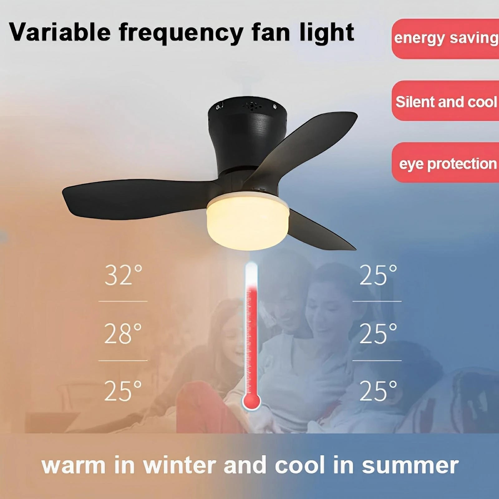Marlene - Modern Ceiling Fan with Integrated Round Light