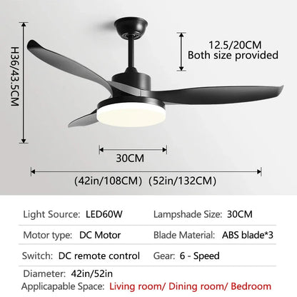 Johana - Modern 3-Blade Ceiling Fan with Integrated Round LED Light