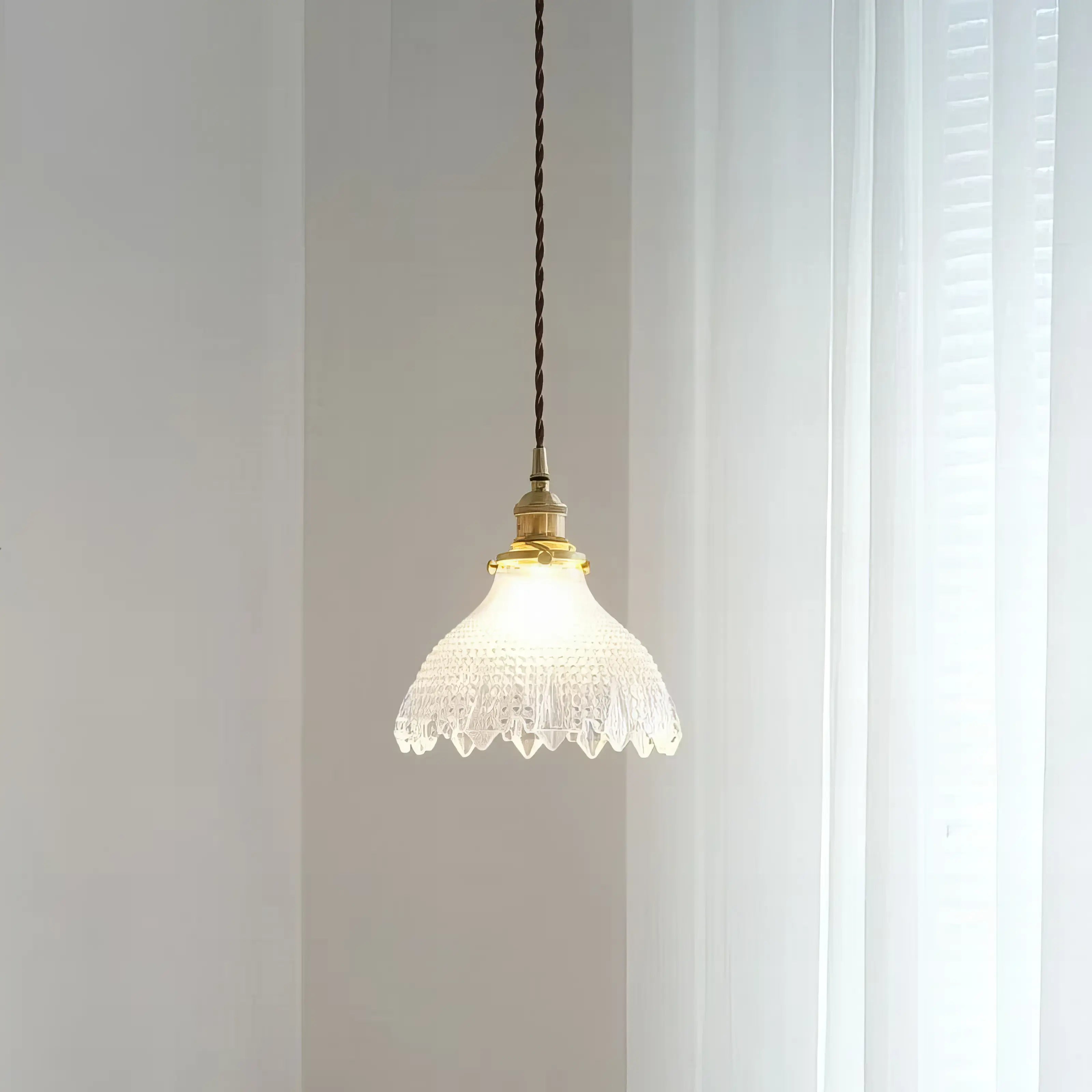 Ella - Vintage Patterned Glass Pendant Ceiling Light