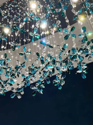 Emmaline - Blue Crystal Glass Hanging Ceiling Chandelier