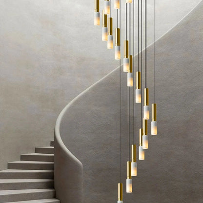 Lena - Modern Round White & Gold Ceiling Chandelier