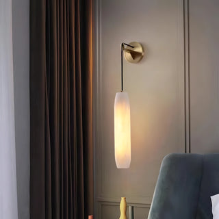 Addison - Modern Cylindrical Marble Hanging Shade Gold Canopy Wall Light