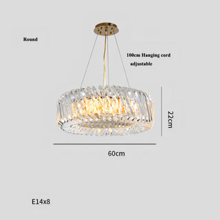 Lorelei - Modern LED Round Patterned Glass Oval Hanging Chandelier