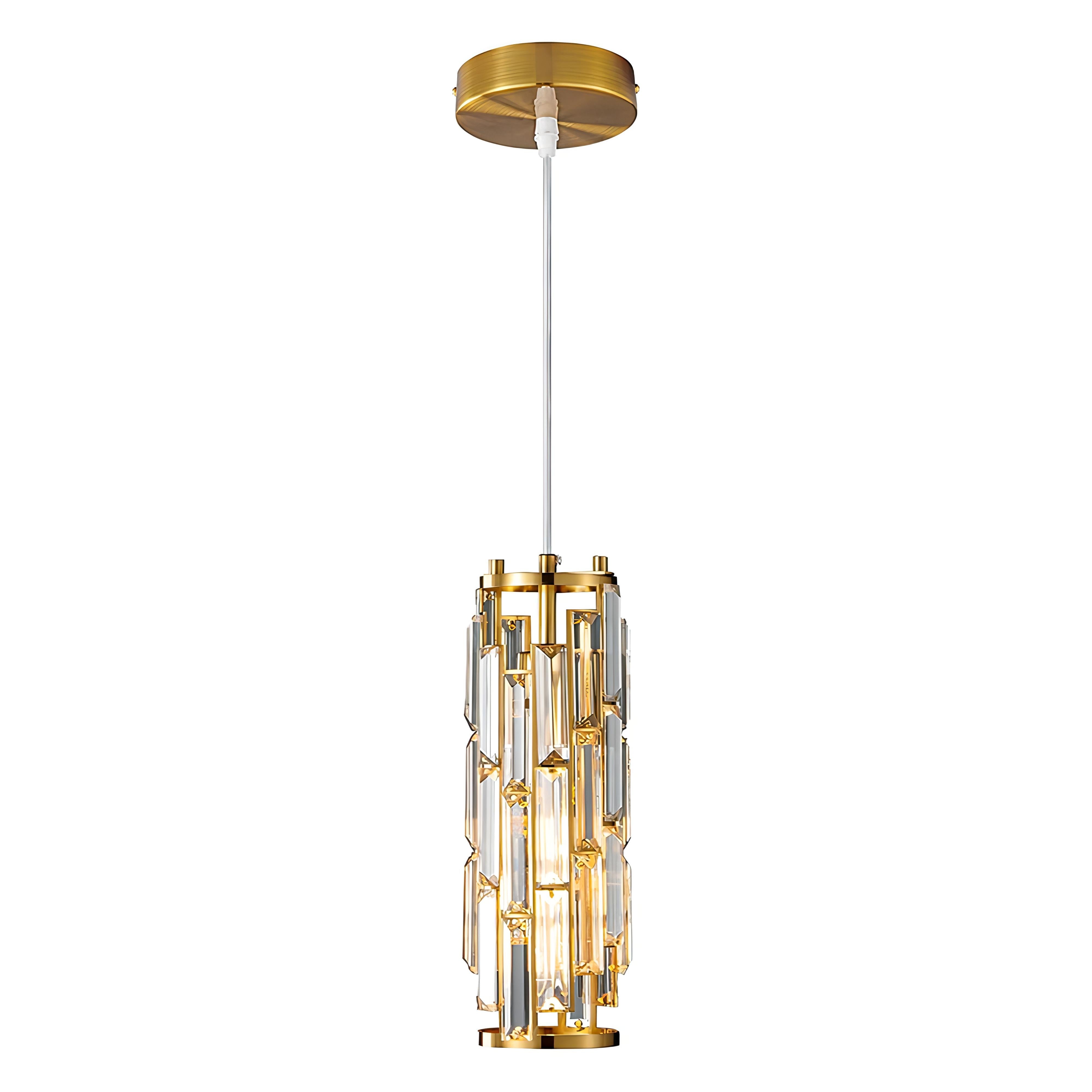 Enoch - Crystal Hanging Long Tube Pendant Ceiling Light