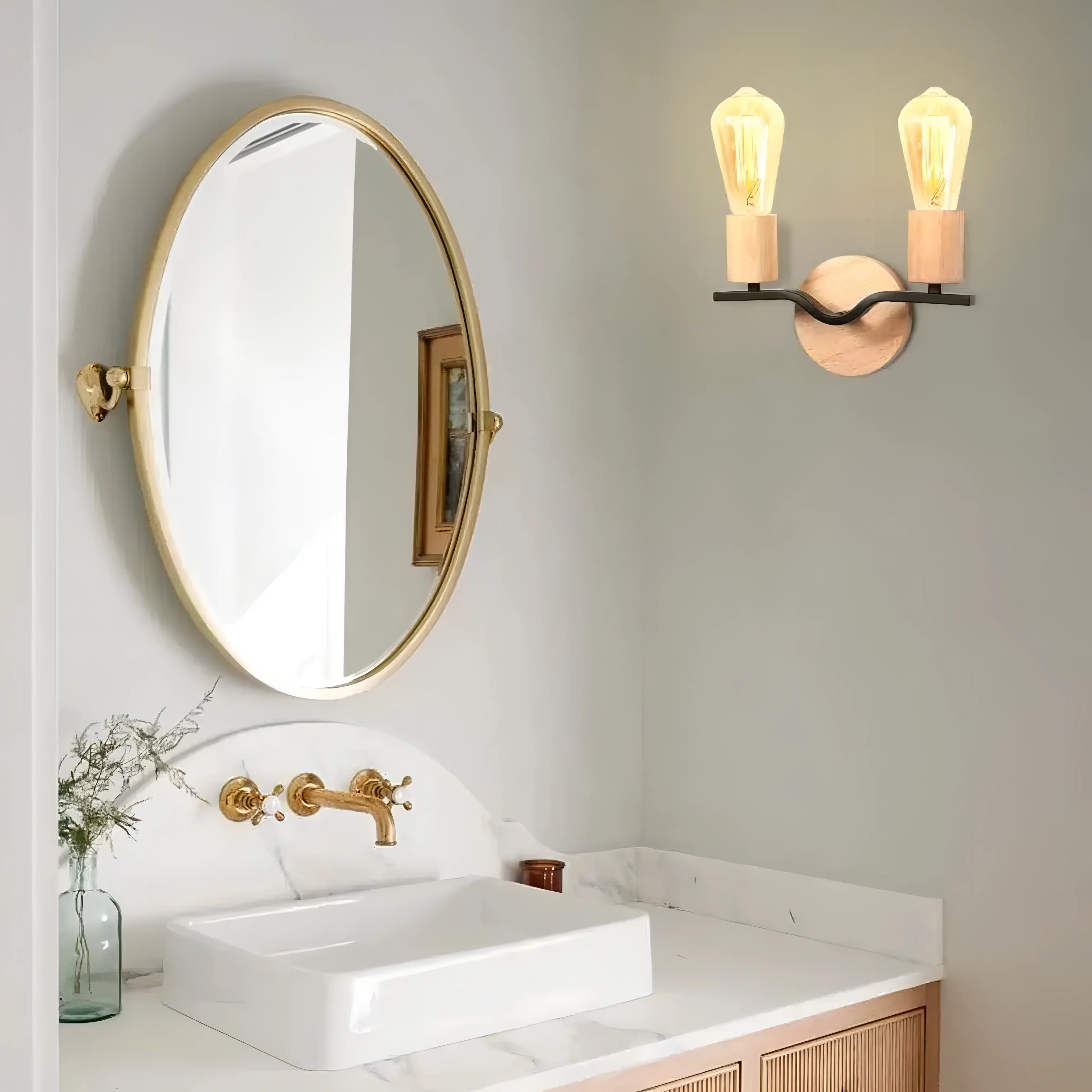 Lexis - Modern Wooden Double Head Wall Light