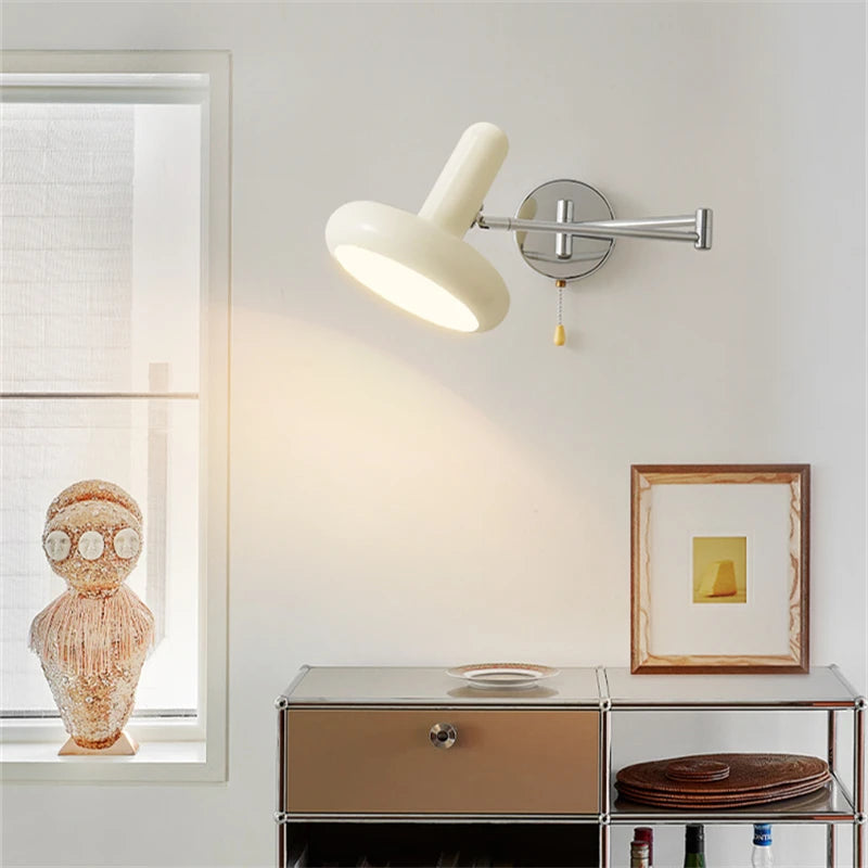 Schwart - Retractable Pull-Switch Modern White Wall Light