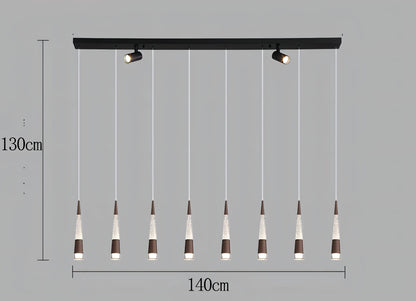 Riza - Modern Hanging Cone Glass Striped Pedant Ceiling Light