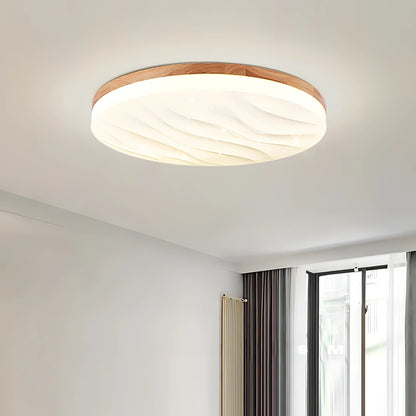 Benito - Modern Thin White Milk Shade Wooden And Acrylic Ceiling Light