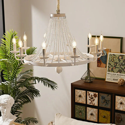 Brandt - American Country Candle Glass Bead Hanging Ceiling Light Chandelier