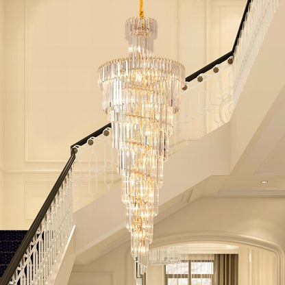 Rose - Round Tiered Crystal Staircase Ceiling Chandelier