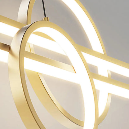 Evdokia - Modern Long Bar LED Double Ring Ceiling Light Chandelier