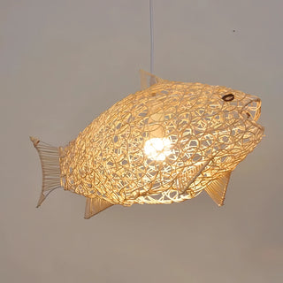 Bianca - Modern Wavy Rattan Fish Pendant Ceiling Light